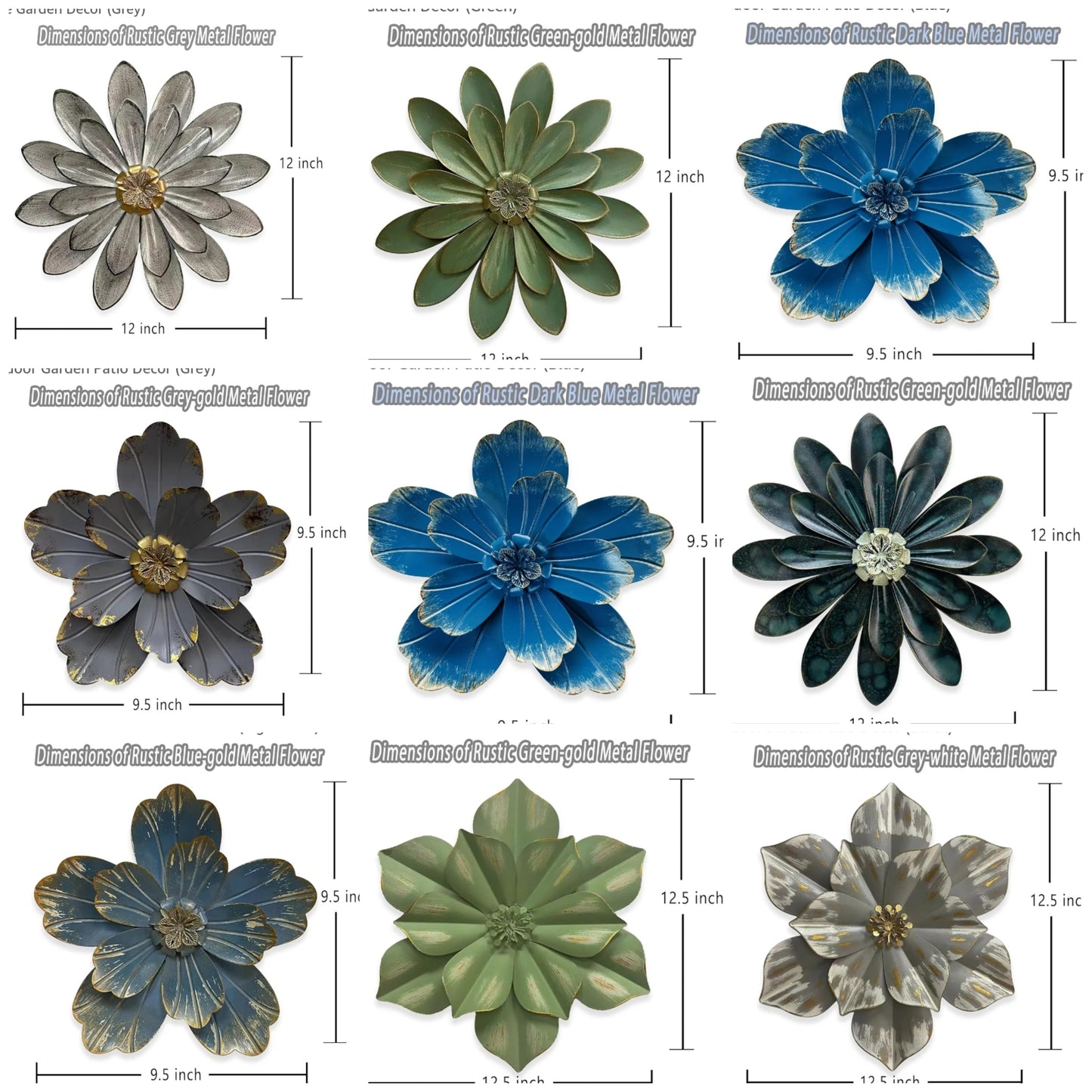 Metal Flower Wall Sculpture, Rustic Modern Floral Artwork, Distressed 3D Layered Iron Flower Wall Hanging Accent for Indoor/Outdoor, Kitchen,Living Room Office Garden Decor