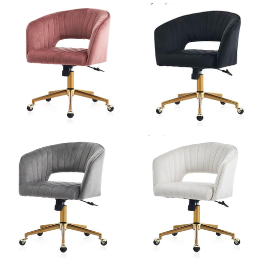 Office Chair Swivel Velvet Desk Chair, Vanity Chair with 360 Swivel Armchair and Gold Base,for Living Room, Bedroom, Vanity, Study