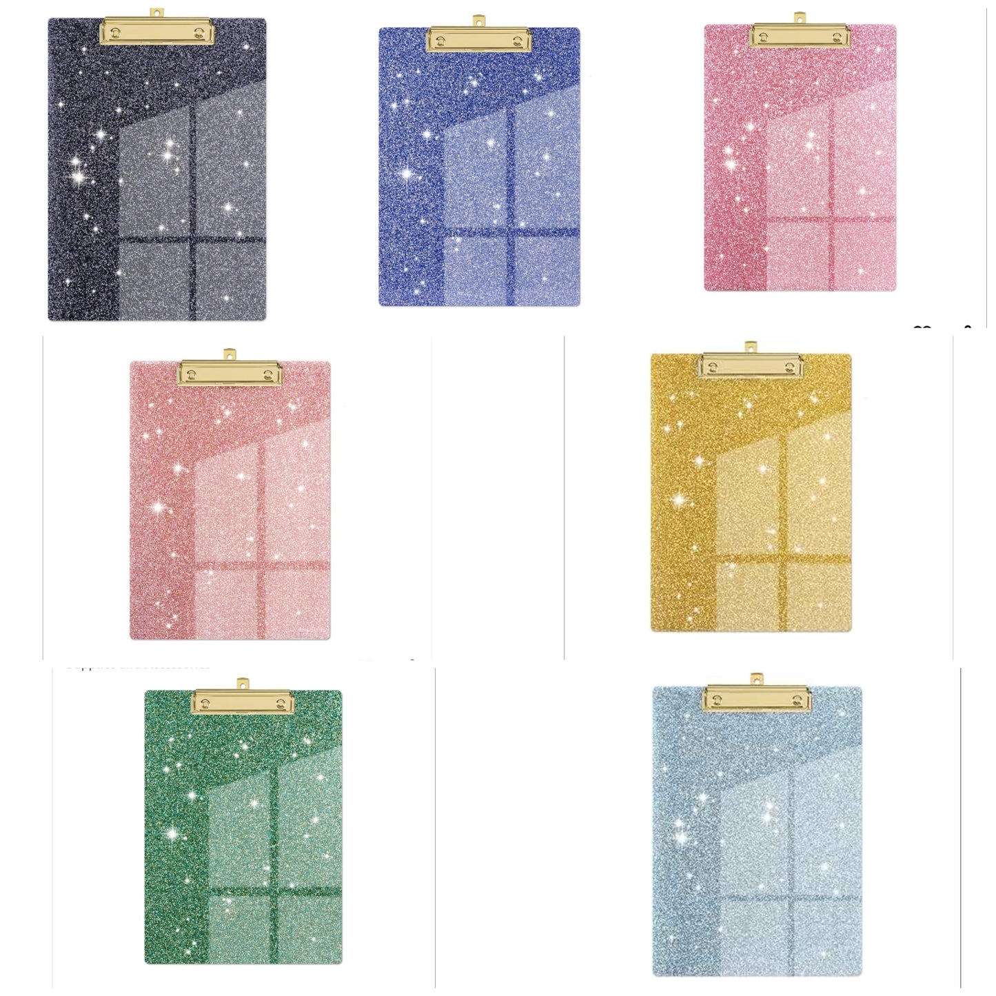 Acrylic Clipboards, Fashion Glitter Clipboard, Stardard Letter Size Clip Board, A4 Size 12.5" x 9", Cute Confetti Clipboards for Women, Desk Office Supplies and Accessories