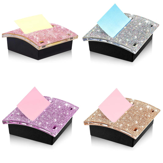 4 x 4 Inches Note Holder Dispenser Sticky Note Holder,Bling Self Stick Note Pad Holders Cute Sticky Note Holder for Office Home Classroom Desk Supplies