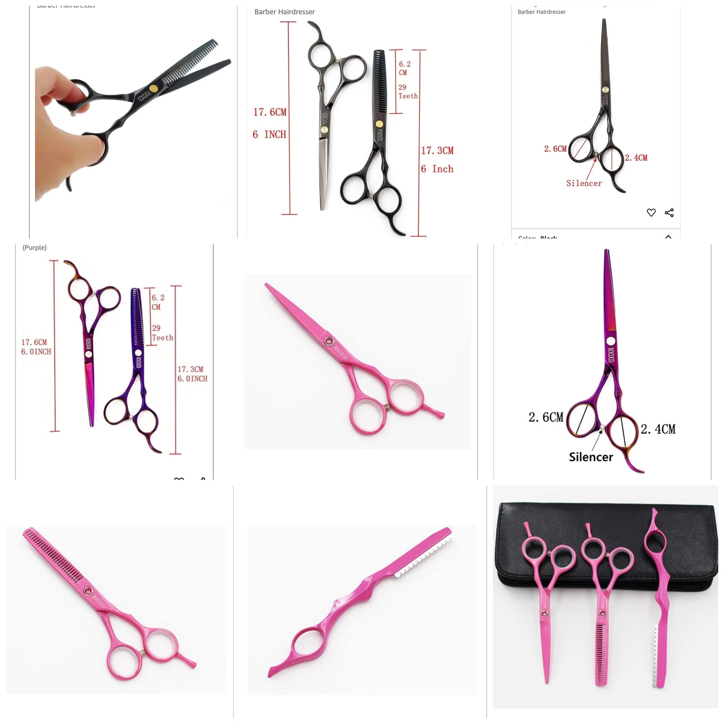 4 pcs Hair Cutting Scissors Set Professional Salon Hair Cutting Scissors and Hair Thinning Shears with Razor for Barber Hairdresser