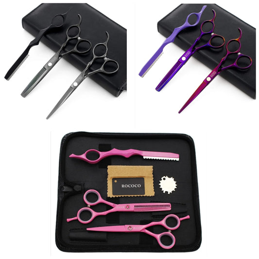 4 pcs Hair Cutting Scissors Set Professional Salon Hair Cutting Scissors and Hair Thinning Shears with Razor for Barber Hairdresser