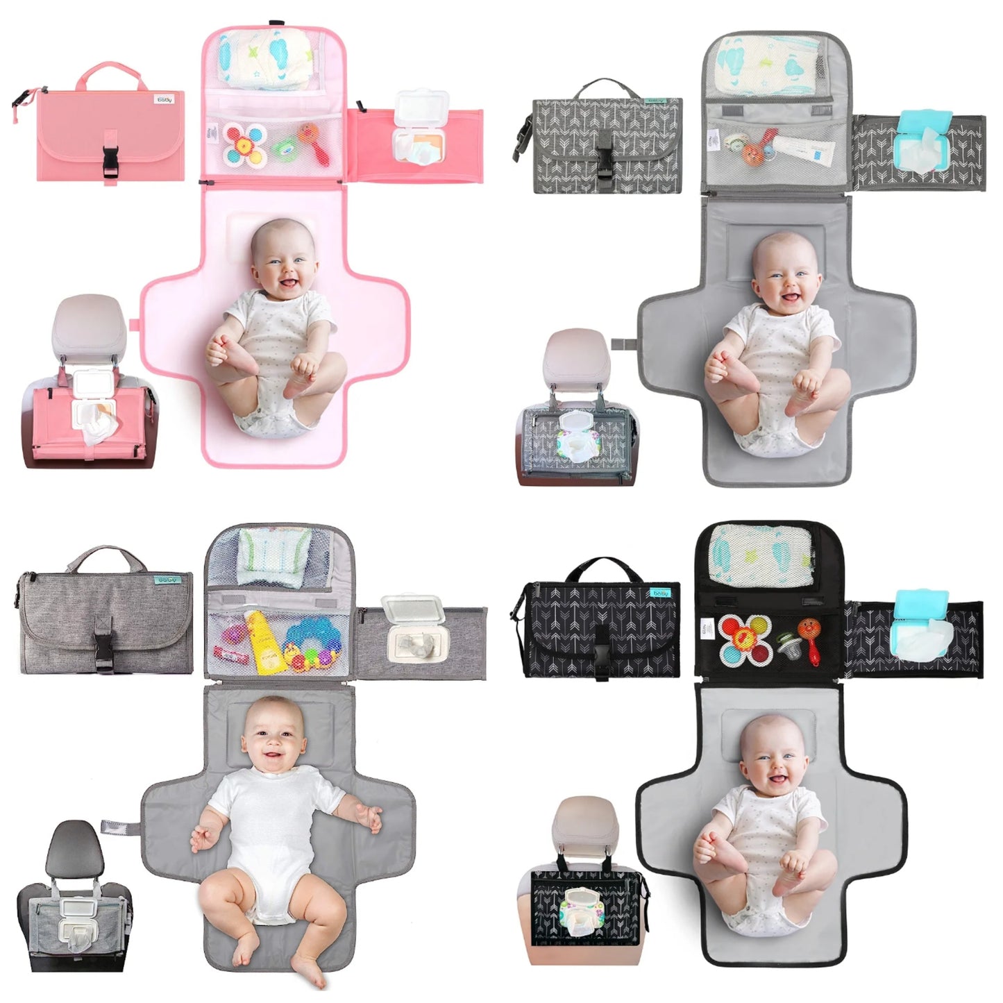 Portable Diaper Changing Pad, Portable Changing pad for Newborn Girl & Boy - Baby Changing Pad with Smart Wipes Pocket – Waterproof Travel Changing Kit - Baby Gift by Kopi Baby -