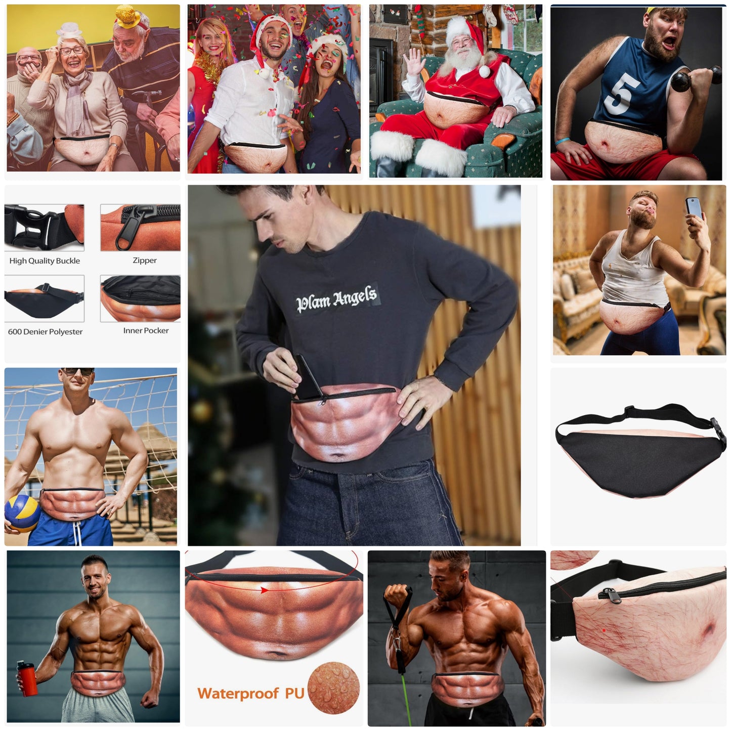 Funny Gifts White Elephant Gifts, Wisedom Gag Gifts Dad Bag Fanny Pack & 3D Beer Belly Waist Pack Waterproof For Women Men Christmas Stocking Stuffers