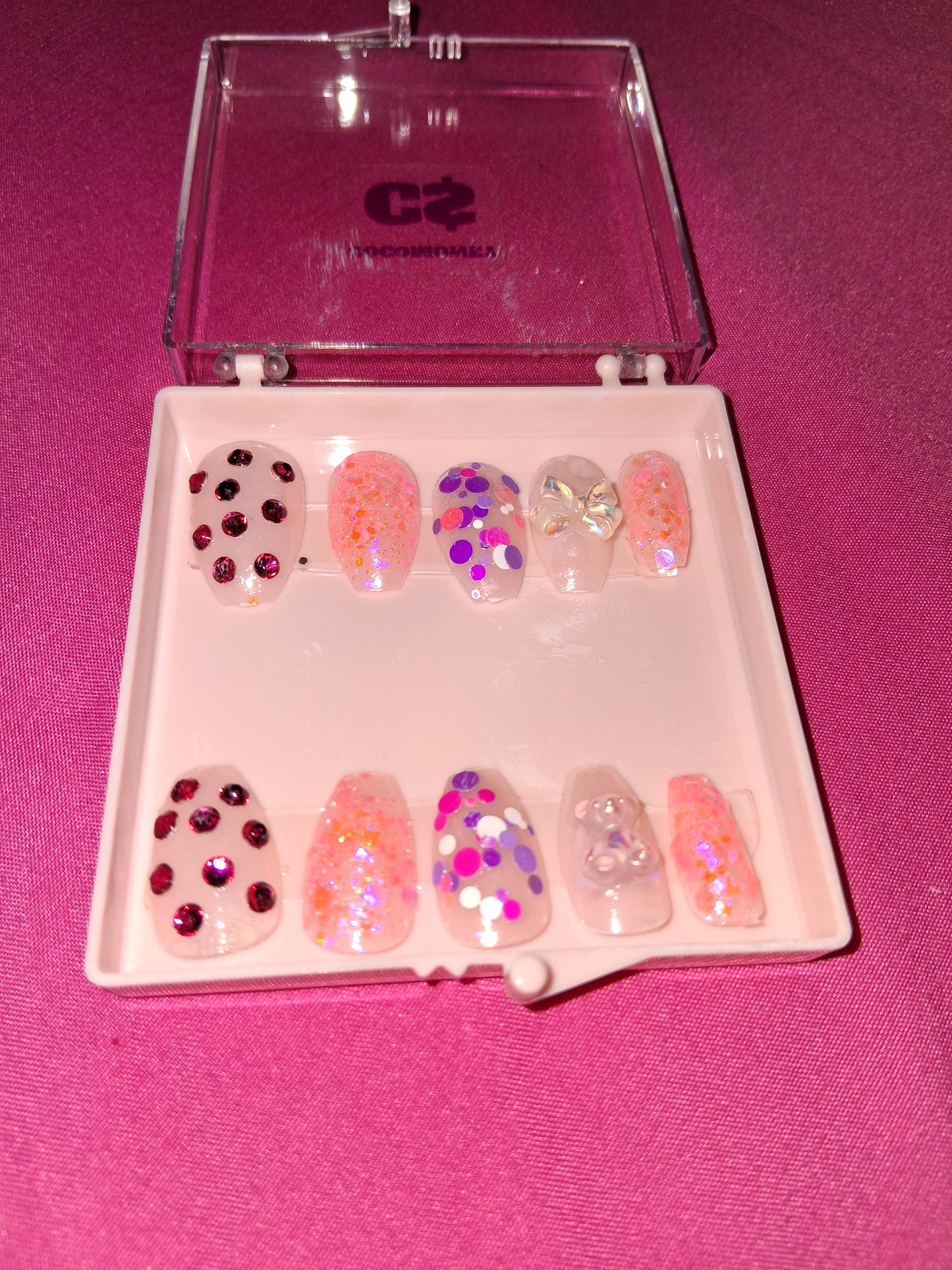 COCOMONEY NAILS CUSTOM 1 OF 1 GLUE ON PRESS ON COMES WITH FREE GIFTS #b65