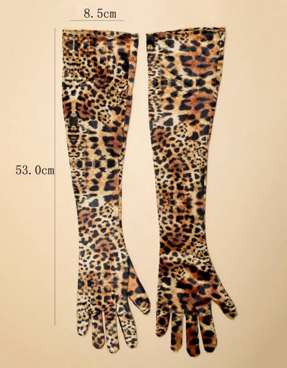 1 Pair Leopard Print Boho-Style Polyester Gloves, For Dates, Birthdays, Parties, Performances, And Vacations