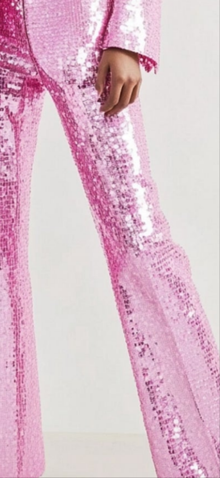 COCOMONEY Sequin Peaked Lapel Blazer Two Piece Pant Suit-Pink