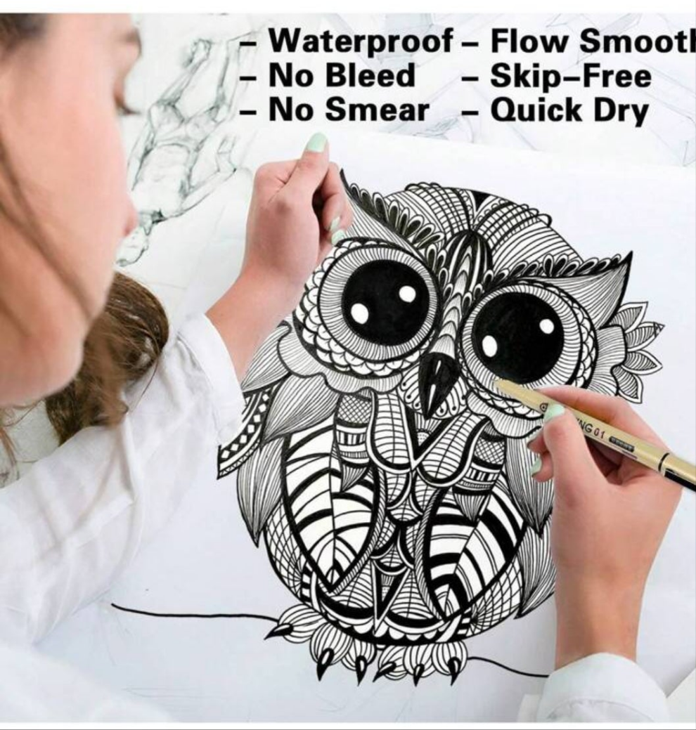 Micro Fine Line Drawing Art Pens: 12 Pieces Black Fine Line Waterproof Ink Set Artist Supplies Archival Ink Marker Pen Line Professional Sketch Outline Anime Sketch Watercolor material abs