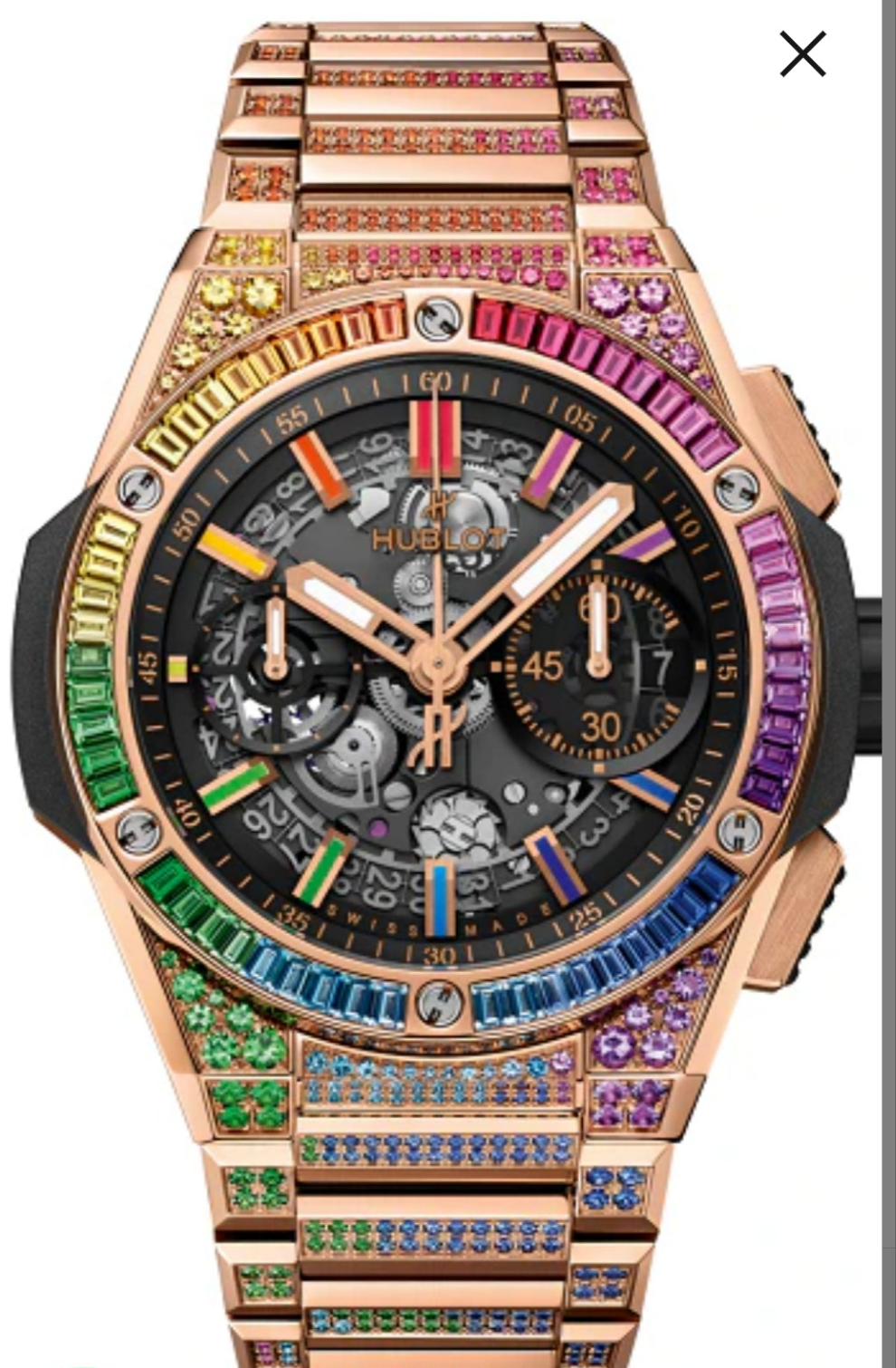 Hublot Big Bang Chronograph 18K King Gold & Colored Gemstones Man's Watch, 451.OX.1180.OX.3999