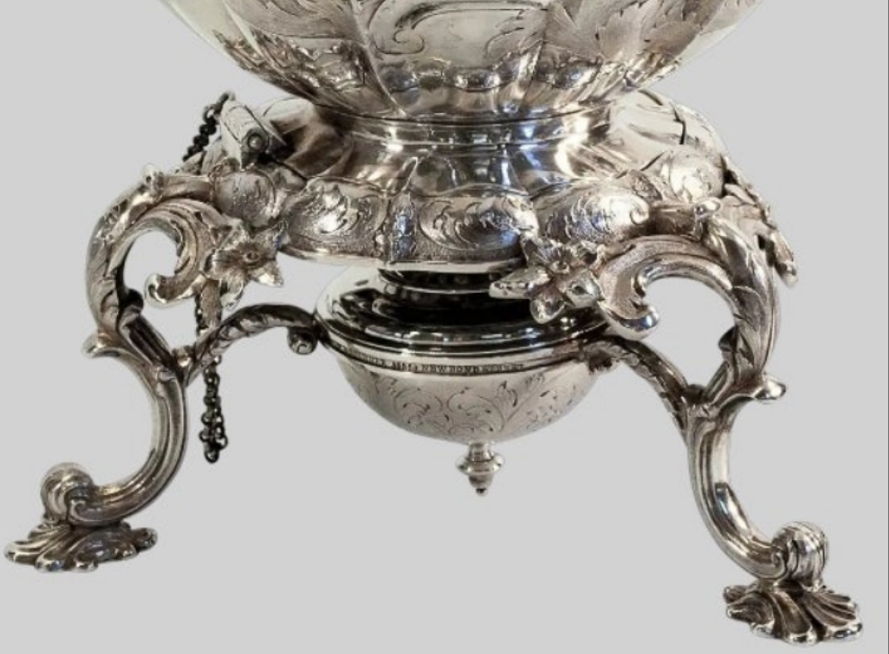 An exquisite piece 925 Sterling Silver William IV English sterling teapot on stand 1837 - 16" high x 9" wide x 12" deep