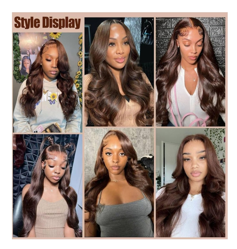 30 Inch Chocolate Brown Lace Front Wigs Human Hair Pre Plucked 13X6 Body Wave HD Lace Frontal Wigs 180% Density Brown Wig Human Hair for Women Glueless Wigs