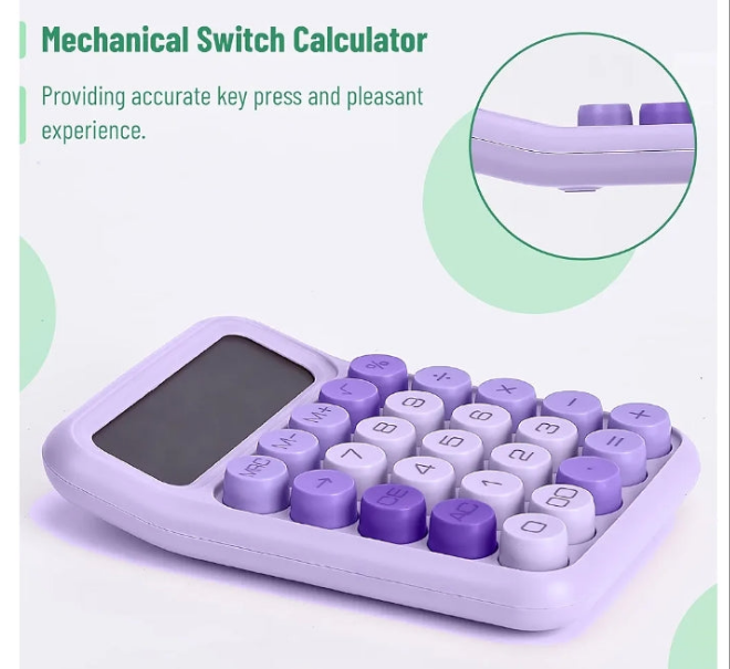 Mechanical Switch Calculator, 12 Digits, Large LCD Display, Green Calculator Big Buttons, Mechanical Calculator, Calculators Desktop Calculator, Cute Calculator, Aesthetic Calculator