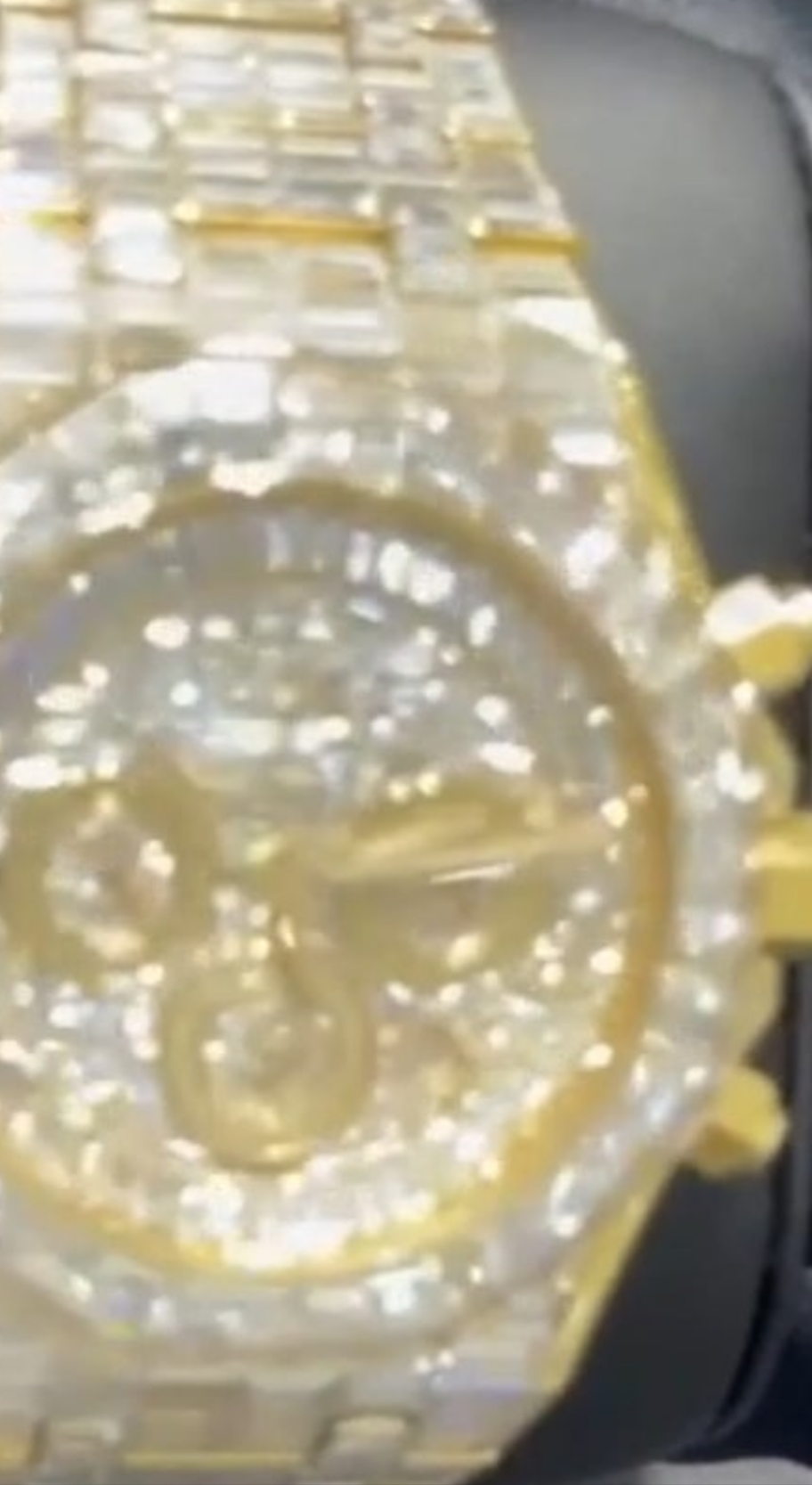 CHANDELIER ICED OUT "AP" 18K SOLID GOLD WATCH | VVS1 80 CTS T.W.