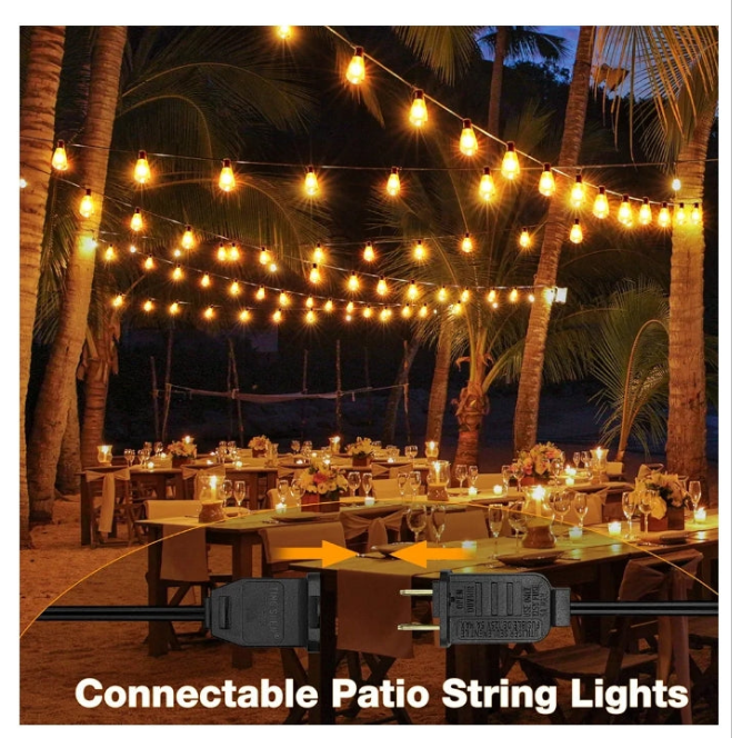 120FT Vintage Edison Bulb LED String Lights - Waterproof, Shatterproof Patio Lights for Backyards, Patios, Bistros - Dimmable, Connectable