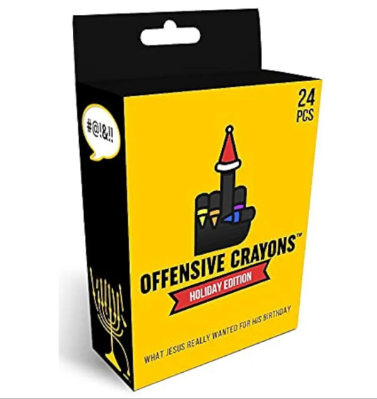Offensive Crayons Holiday Edition - Funny Gag Gift for White Elephant, Office Parties, Secret Santa, Snarky Adult Humor, Sarcastic Christmas Gifts for Mom, Dad, Co-workers, & Friends