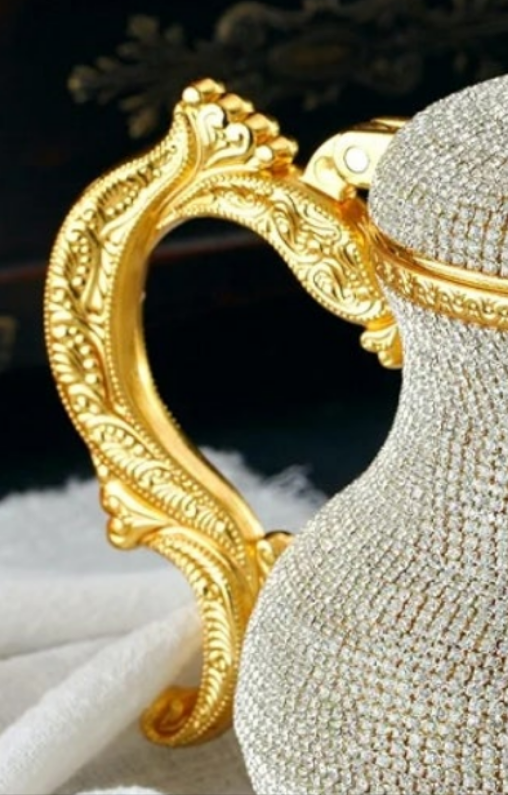 Gorgeous Handmade Gold Decorative Teapot Pitcher – Turkish Moroccan Arabic Style, Crystal Embellished, 2.6 lb, 8x7", Ornate Zamak Kettle for Home Décor & Display – Handmade in Turkey