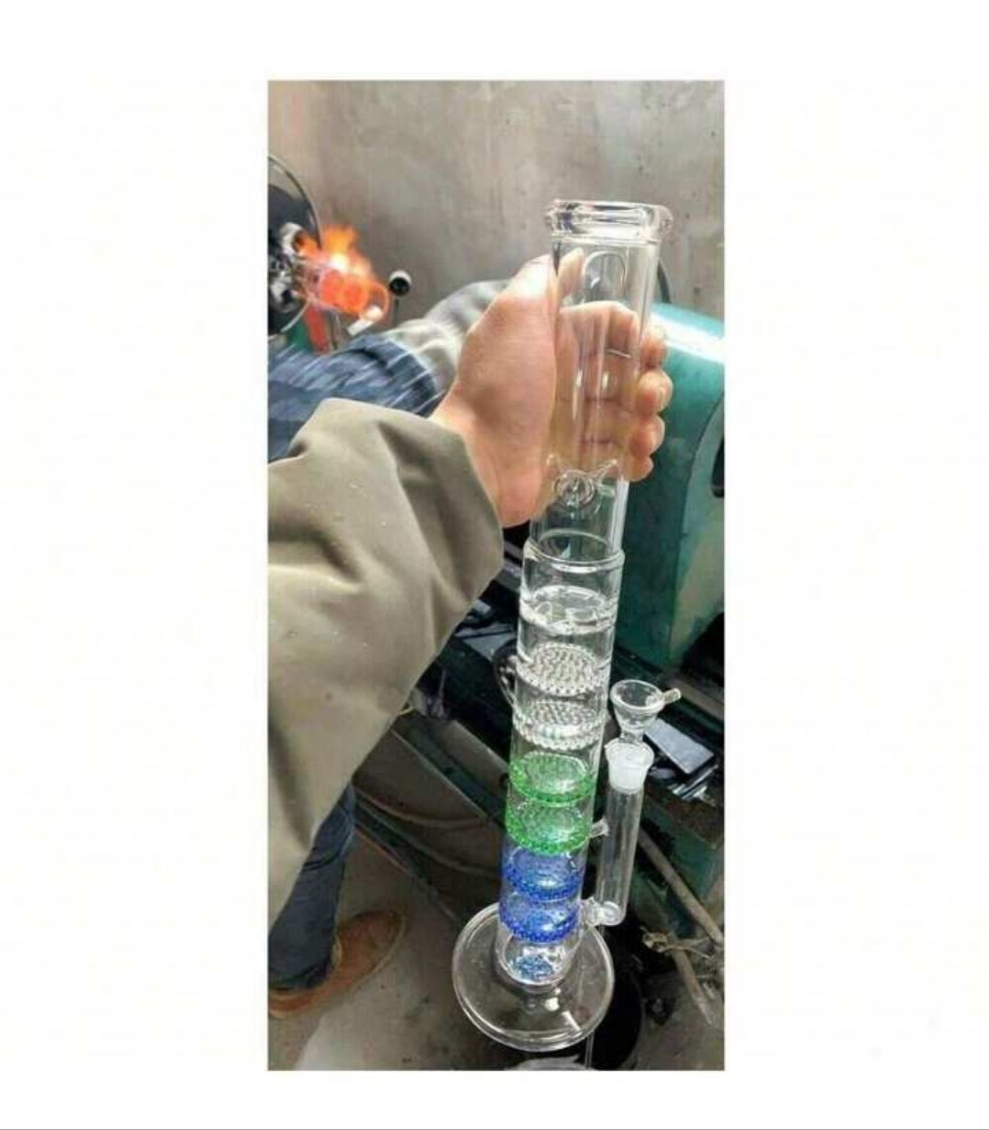 16" Honeycomb Tube Glass Bongs Heavy Smoking Water Pipes Perc B.Ongs W/ICE glass
