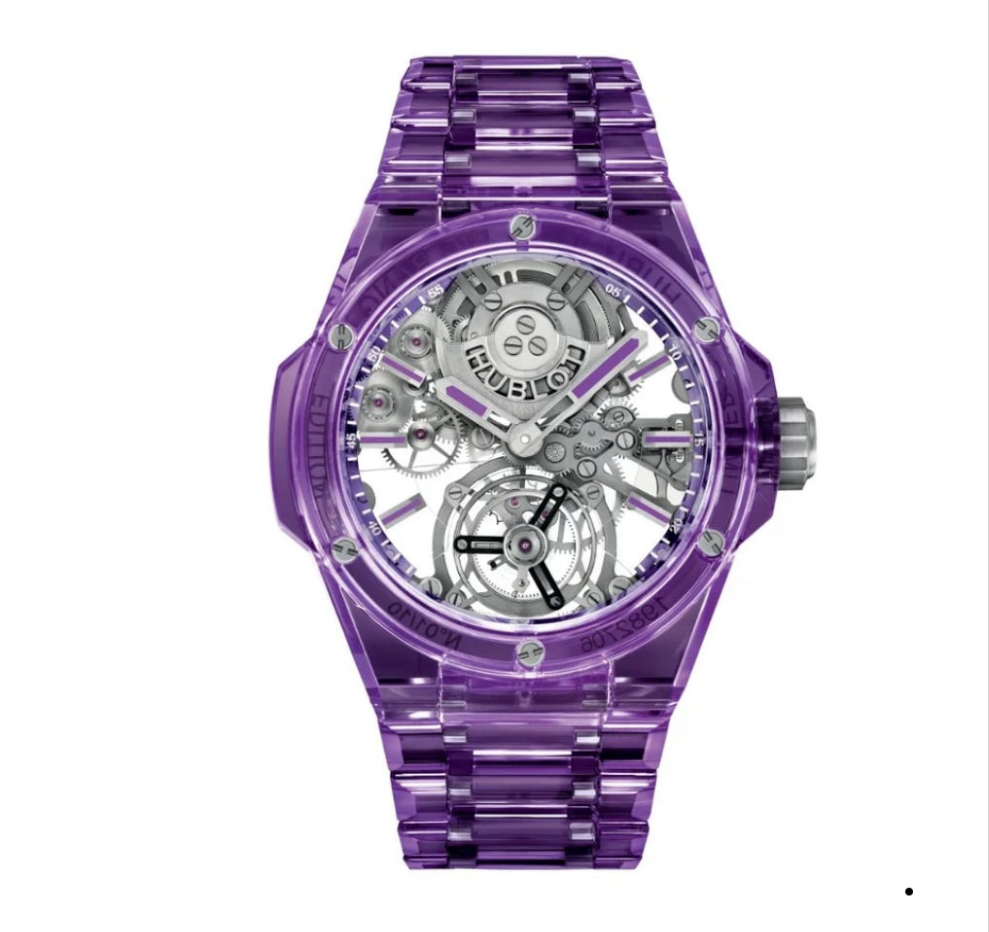 HUBLOT Big Bang Integrated Tourbillon Full Purple Sapphire 43 mm Transparent Dial Polished Purple Sapphire Crystal Bracelet 455.JM.0120.JM
Ref: 455.JM.0120.JM