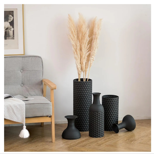 Floor Vases Set of -27/20/16in Metal Extra Large Vase for Dried Flowers Shabby Chic Oversized High Vases Standing Antique Terracotta Farmhouse Vase for Pampas Grass Twigs Wicker
