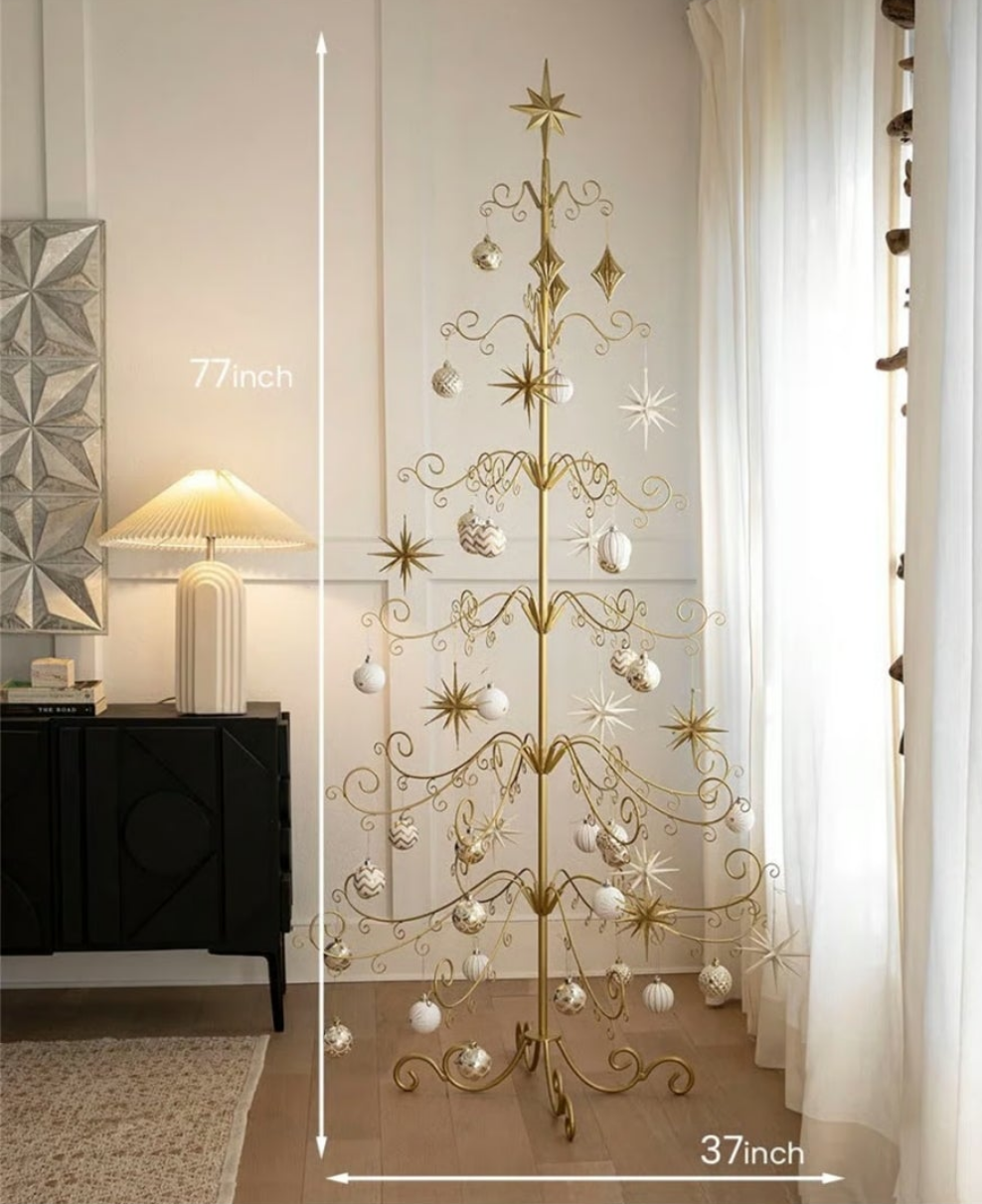 6.4ft Wrought Christmas Tree Ornament Display Stand- DIY Star Topper