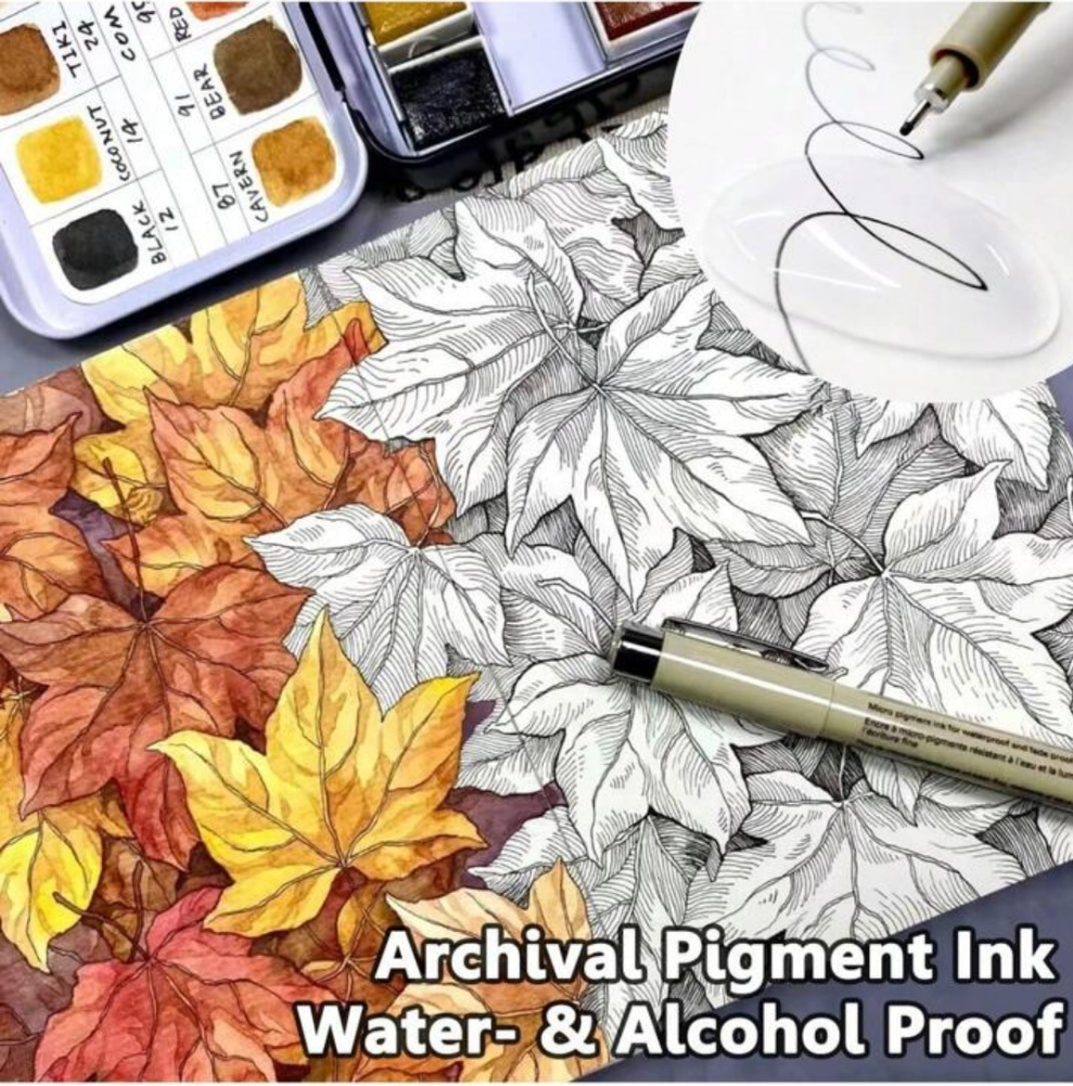 Micro Fine Line Drawing Art Pens: 12 Pieces Black Fine Line Waterproof Ink Set Artist Supplies Archival Ink Marker Pen Line Professional Sketch Outline Anime Sketch Watercolor material abs
