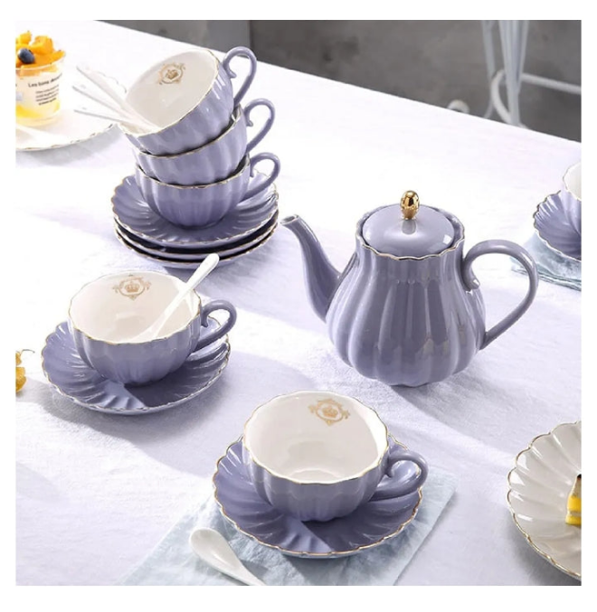 ROYAL COLLECTION 16 Pieces Porcelain Tea Sets Ceramic Coffee Tea Gift Sets British Royal Teapot Sugar Bowl Creamer Pitcher and Teaspoons, Teapots