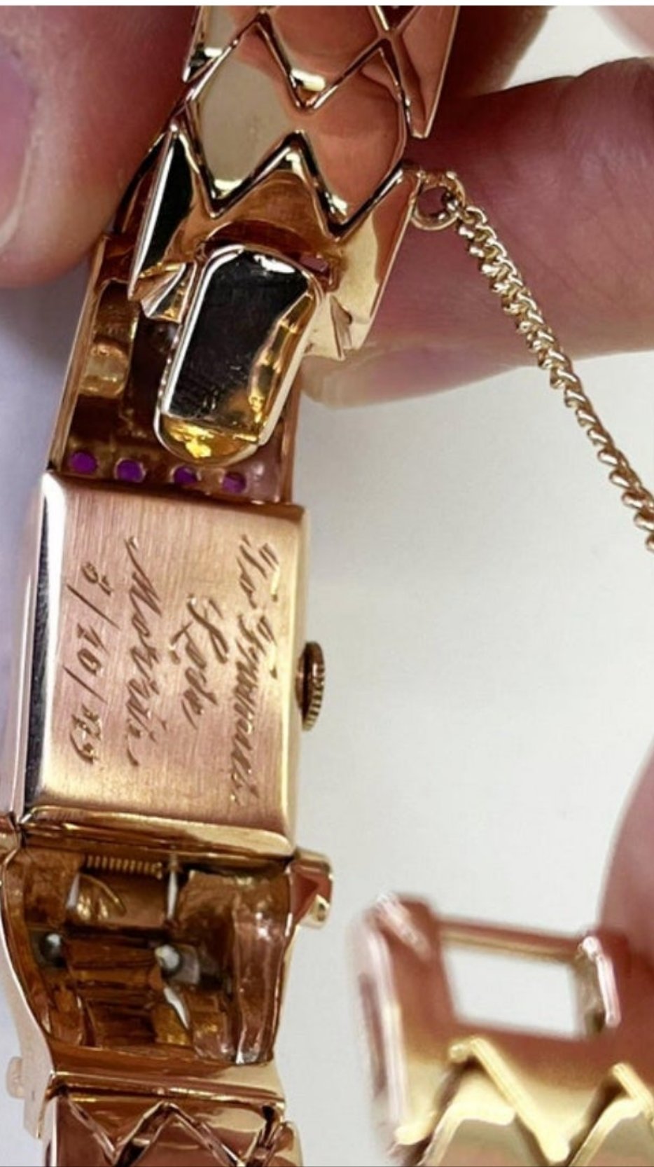 Stunning Retro Rose Gold, Diamond, and Ruby Manual Watch 0.18k