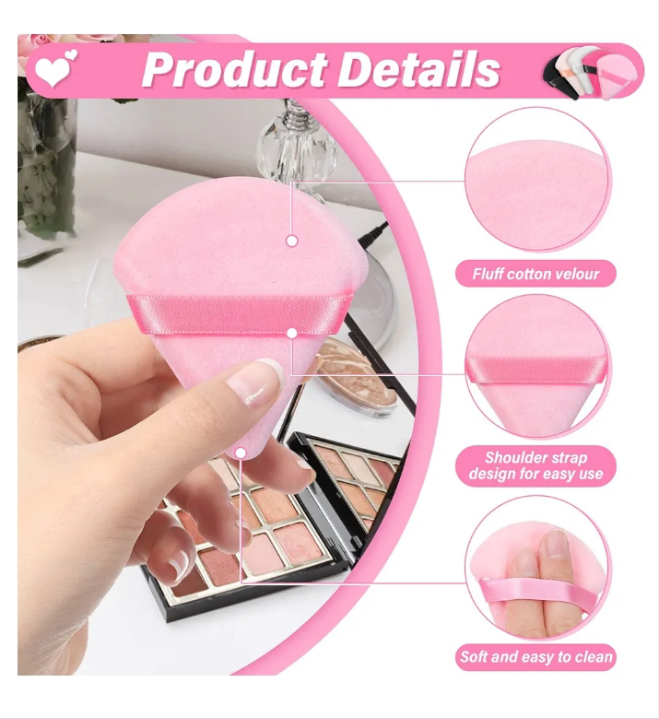 60pcs powder puffs for face powder, Triangle Powder Puff for Setting Powder, Makeup Puffs for Loose Powder and Press Powder, Makeup Sponge Powder Applicator for Face and Eye