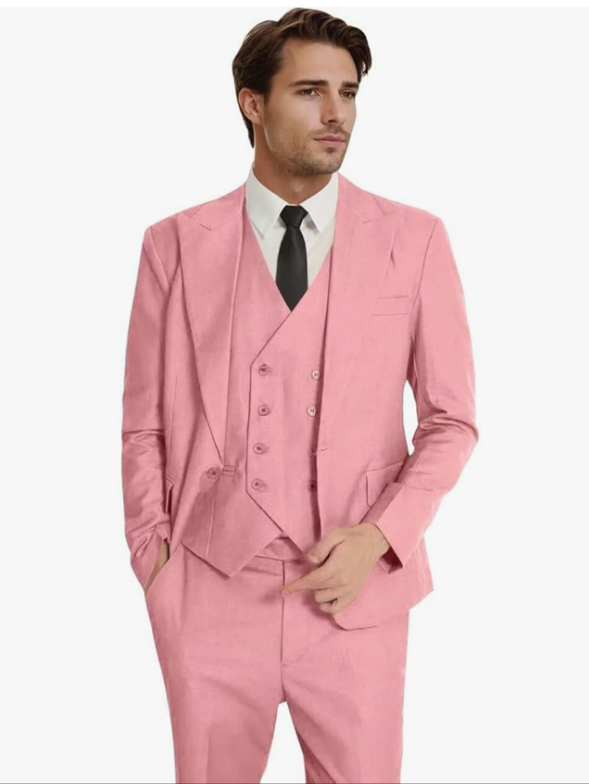 3 Piece Suit Slim Fit Classic One Button Suit for Men Groomsmen Business Prom Double Breasted Vest Blazer Tuxedo