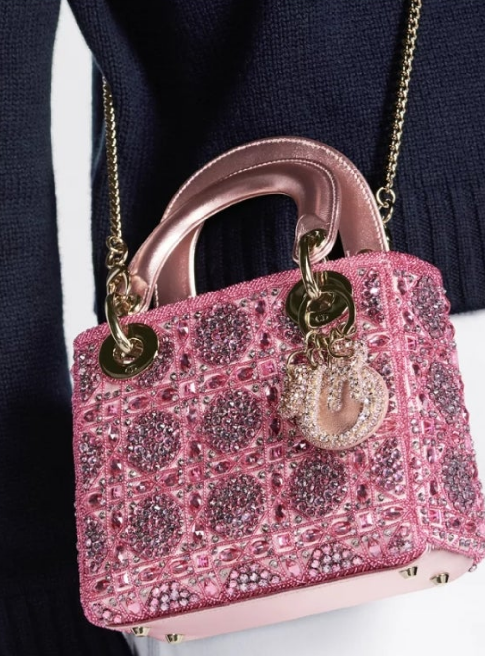 Mini Lady Dior Bag
Metallic Lambskin and Rose des Vents Satin Embroidered with Beads