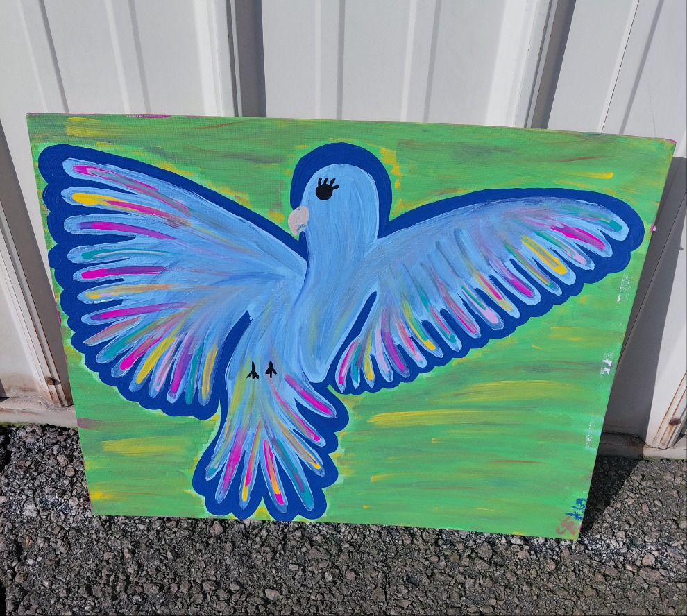 COCOMONEY ART Blue Bird 1 OF 1 CUSTOM PIECE BY COCOMONEY painting on canvas