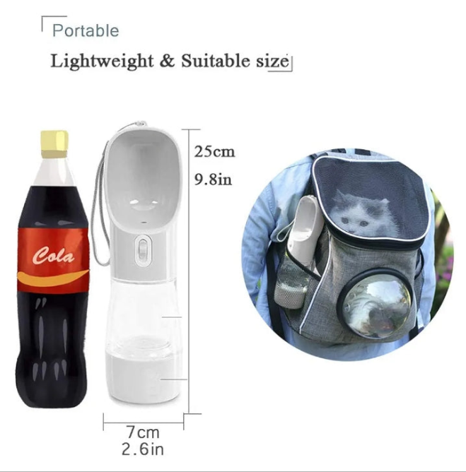 Pet Water Bottle for Walking, Multifunctional and Portable Dog Travel Water Dispenser with Food Container,Detachable Design Combo Cup for Drinking and Eating,Suitable for Cats and Puppy