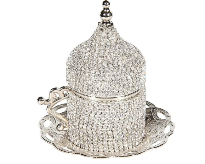 27 Pc Turkish Greek Arabic Coffee Espresso Cup Saucer Swarovski Crystal Set
