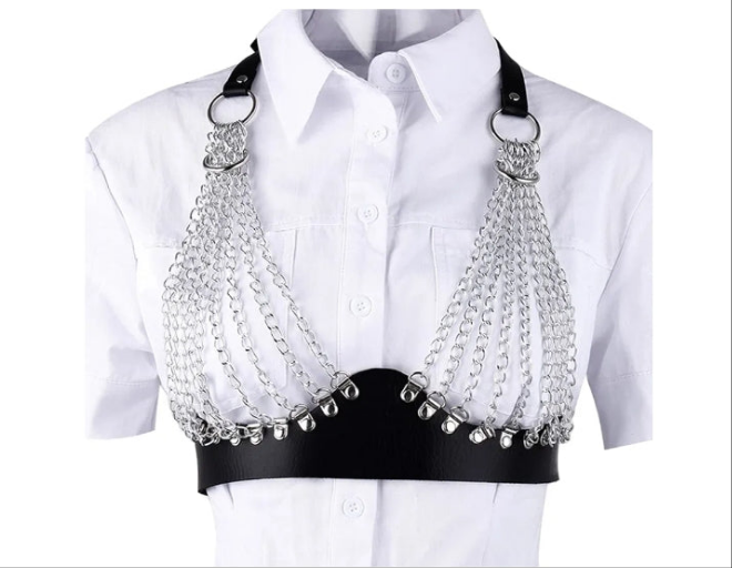 Leather Chain Tassel Body Chain Bikini Harness Chain Stylish Waist Chain Body Jewelry(Q)
