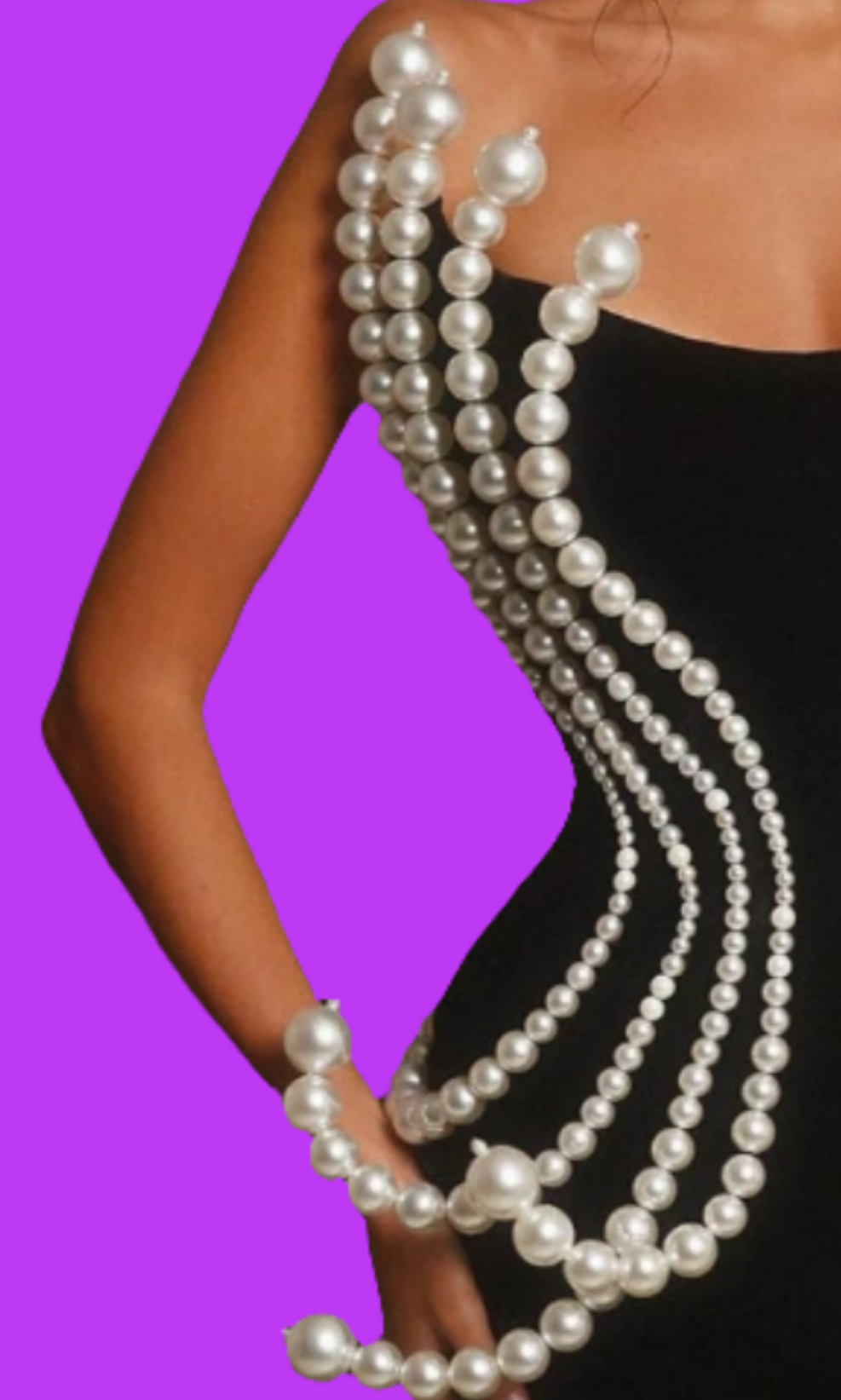 Pearls Beaded Strapless Mermaid Maxi Dress-Black COCOMONEY