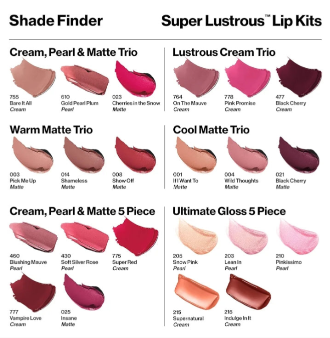 Lipstick Set, 5-Piece Lip Color Gift Set for Women, Makeup Stocking Stuffers, Cream Pearl & Matte, Pack of 5