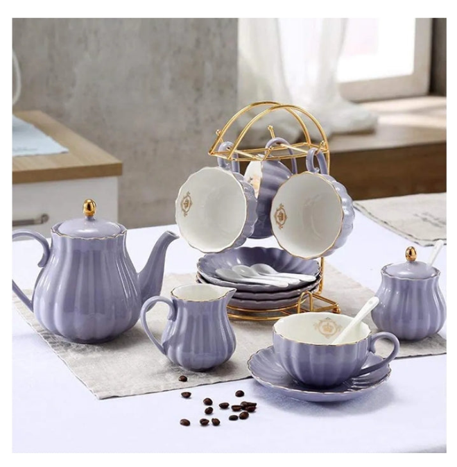 ROYAL COLLECTION 16 Pieces Porcelain Tea Sets Ceramic Coffee Tea Gift Sets British Royal Teapot Sugar Bowl Creamer Pitcher and Teaspoons, Teapots
