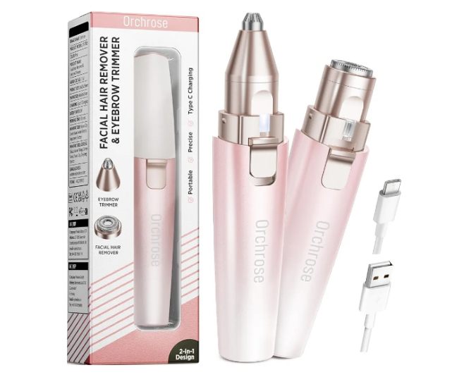 with Light Eyebrow Trimmer for Women: Portable Rechargeable 2 in 1 Eyebrow Trimmer for Women for Face Eyebrows Peach Fuzz Lips