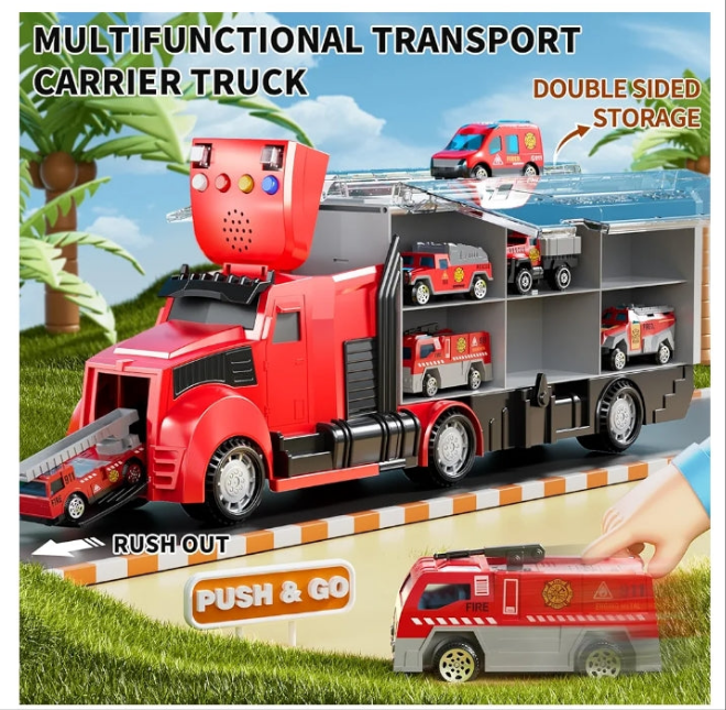Toy Set with Play Mat, Carrier Truck Play Vehicles Set for 3 4 5 6 Years Old Boys Kids, Die-Cast Car Toy for Toddlers 3-4 Years, Birthday Gifts Toys for 3-9 Year Old Boys