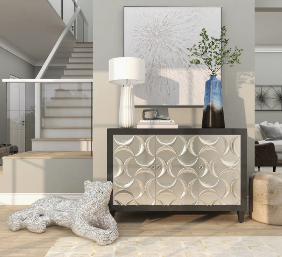 Floor Leopard Decorative Sculpture with Carved Faceted Diamond Exterior