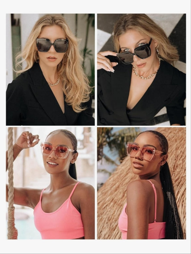 Thick Sunglasses for Women Trendy Oversized Black Modern Hipster Fashion Shades