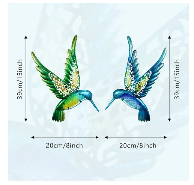 Metal Hummingbird Wall Art 15inch Metal Birds Wall Sculpture Garden Decoration Outdoor Statu