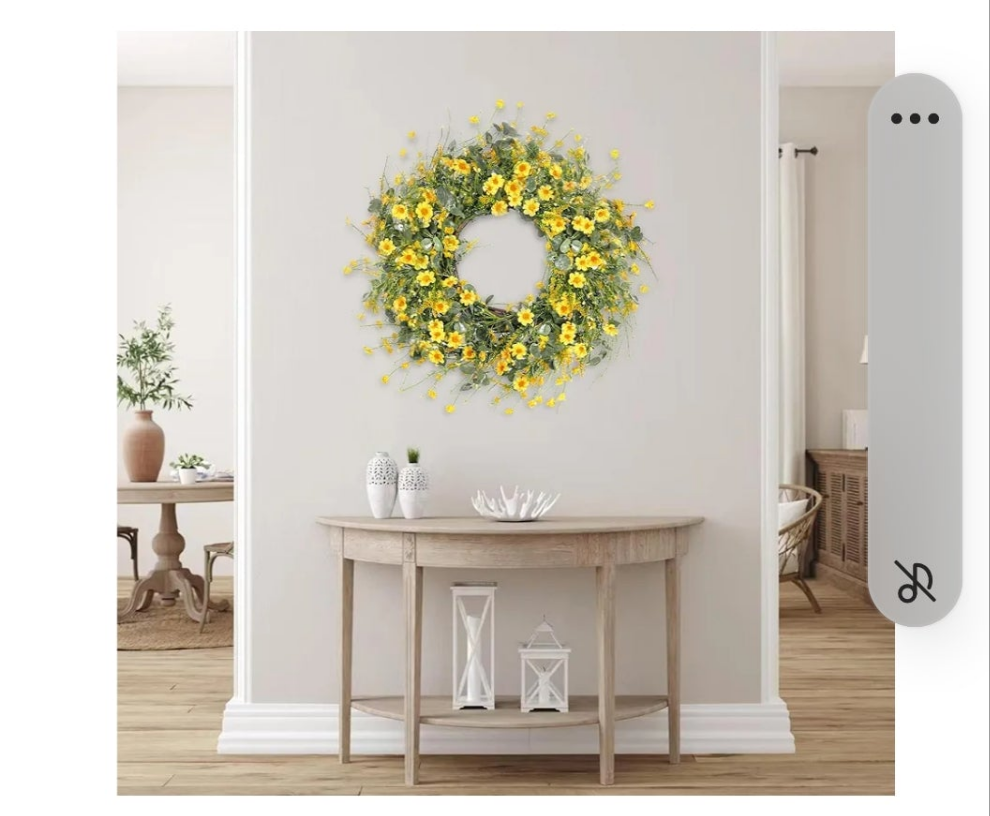 Wreath 24 Inch Spring Summer Wreath Fake Silk Floral Wreath with Green Eucalyptus Leaves and Lavender for Front Door Window Wall Wedding Farmhouse Festival Decor 1 piece