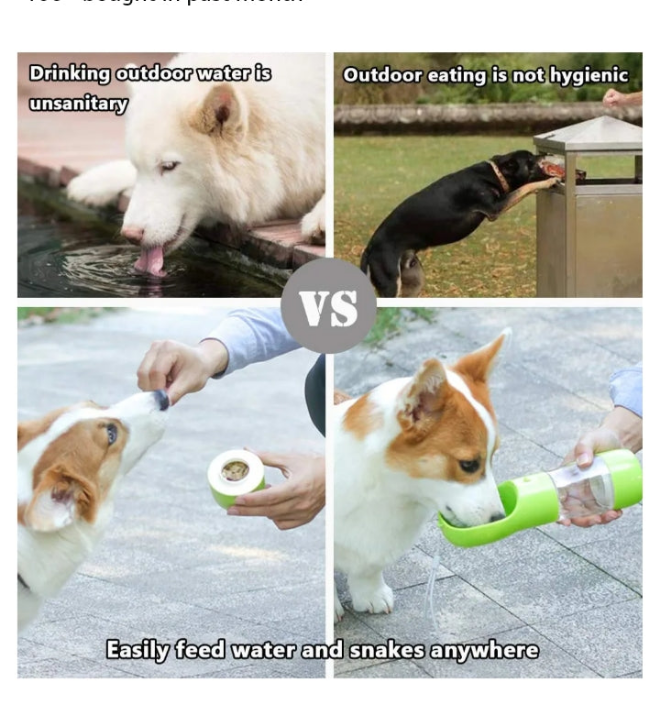 Pet Water Bottle for Walking, Multifunctional and Portable Dog Travel Water Dispenser with Food Container,Detachable Design Combo Cup for Drinking and Eating,Suitable for Cats and Puppy