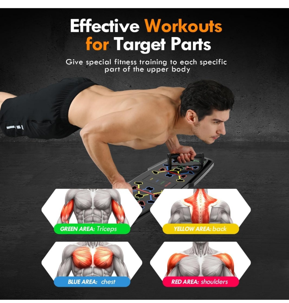 Push Up Board,Home Gym,Portable Exercise Equipment,Pilates Bar and 20 Fitness Accessories with Resistance Bands and Ab Roller Wheel,Full Body Workout at Home