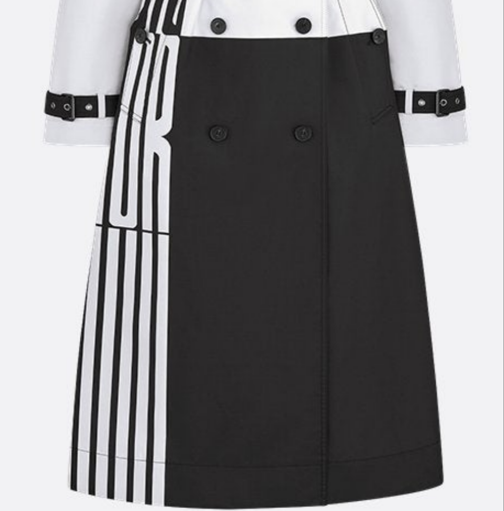 Dior Trench Coat Black and White Jacquard Technical Taffeta with Dior Graphique Motif