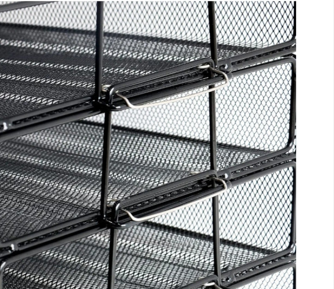 Stackable Paper Tray, 4 Tier Desk Organizer, 5 Trays Metal Paper Organizer for Desk, File Organizer for School Home and Office