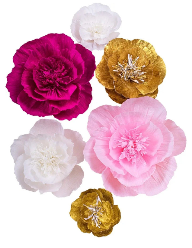 Home Decor 3D Flower for Wedding Backdrop Nursery Wall Flower Decor(Yellow Set 6)