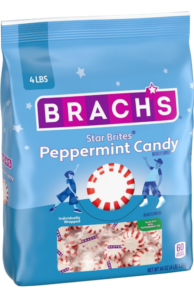 Brach's Star Brites, Candy, Peppermint, Individually Wrapped, Made With Real Peppermint Oil, 4 lbs, 360 ct