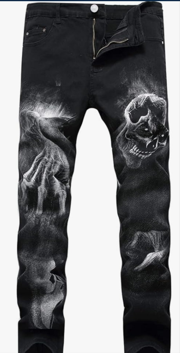 Men's Printed Jeans Skinny Denim Pants